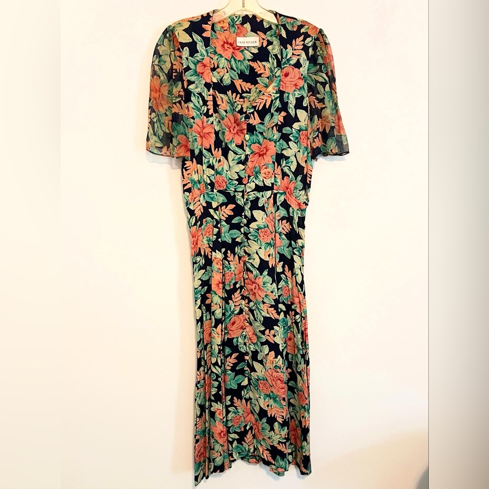 Vintage 1980s Jane singer floral maxi dress